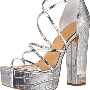 Jessica Simpson Women's Mirelle Heeled Sandal, size 7, NWOT, silver